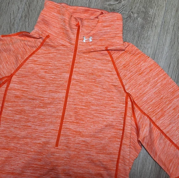 Under Armour Cozy 1/2 Zip Sweater Coldgear Womans Sz Large Orange - Picture 4 of 6